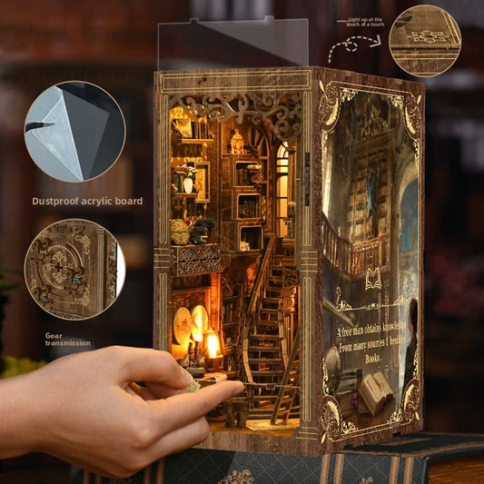 Handmade DIY Bookend Cabin Model Puzzle Toy