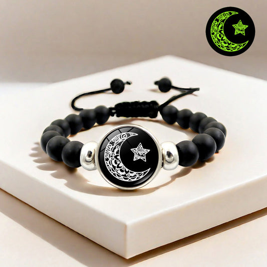 Adjustable Sun Moon Gemstone Beaded Bracelet