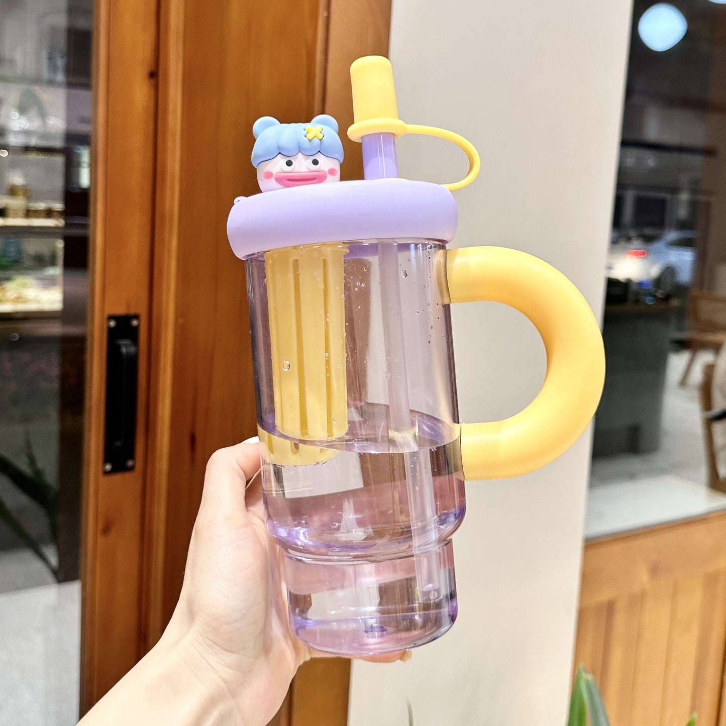 Large Capacity Plastic Straw Cup with Tea Infuser Cute , Bottle ,, New Good-looking Large Capacity With Handle Straw Cup