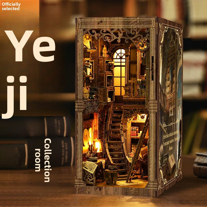 Handmade DIY Bookend Cabin Model Puzzle Toy