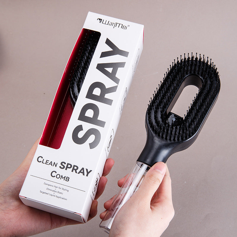 Water-spraying detangling hairbrush handle
