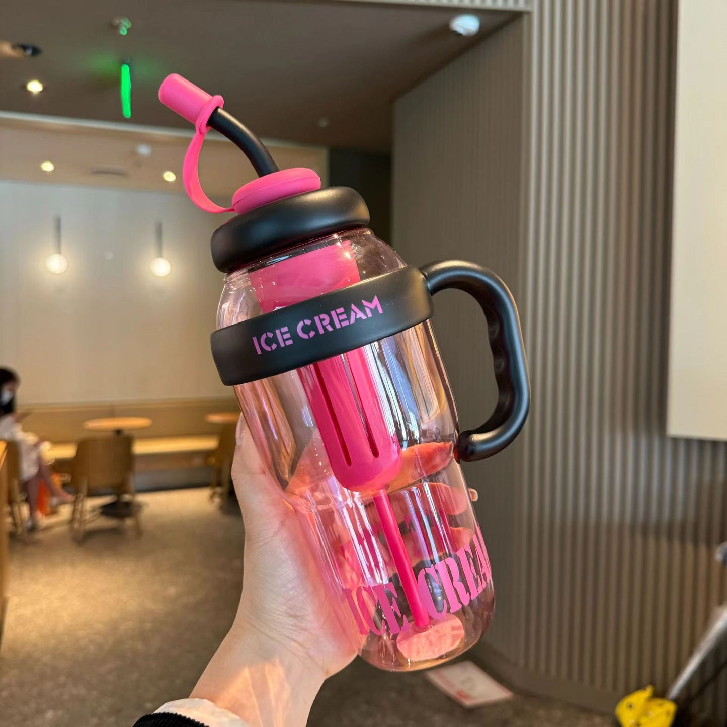 Large Capacity Plastic Straw Cup with Tea Infuser Cute , Bottle ,, New Good-looking Large Capacity With Handle Straw Cup