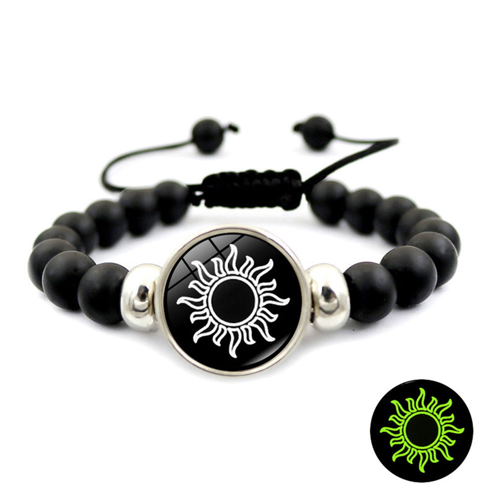 Adjustable Sun Moon Gemstone Beaded Bracelet