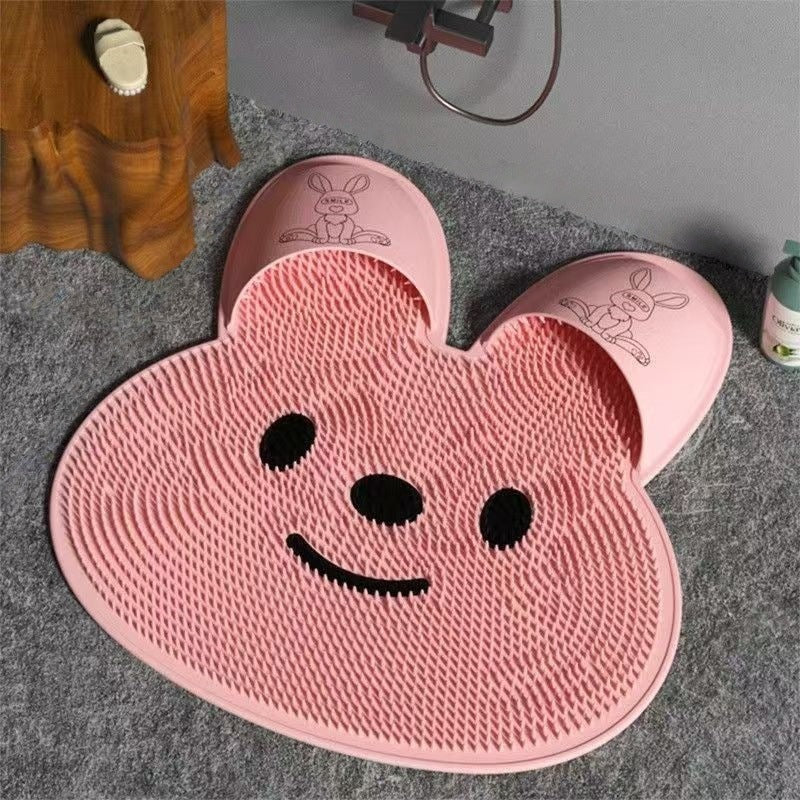 Bunny Glide Foot Washing and Bathing Non-Slip Foot Washing Mat with Suction Cup