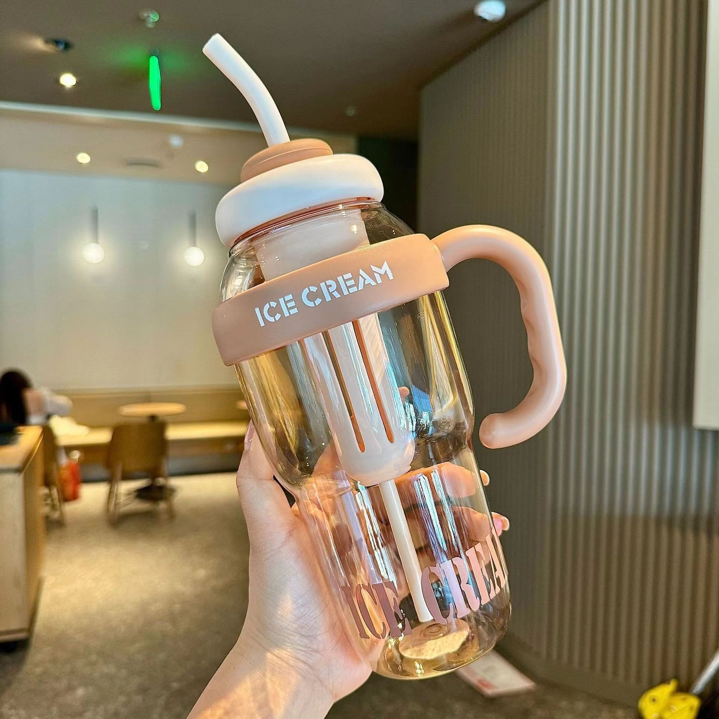 Large Capacity Plastic Straw Cup with Tea Infuser Cute , Bottle ,, New Good-looking Large Capacity With Handle Straw Cup
