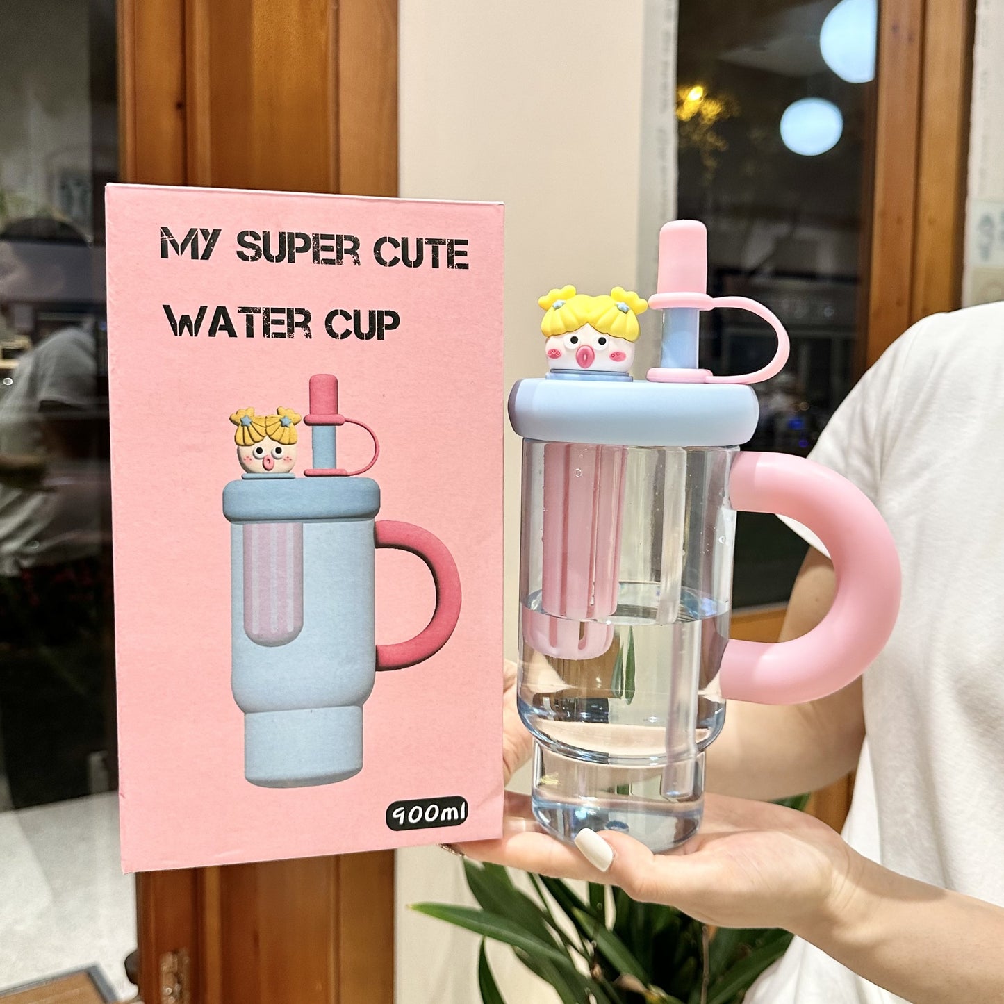 Large Capacity Plastic Straw Cup with Tea Infuser Cute , Bottle ,, New Good-looking Large Capacity With Handle Straw Cup