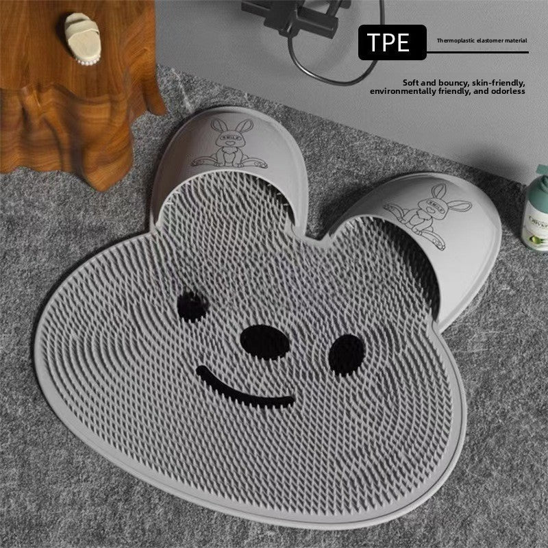 Bunny Glide Foot Washing and Bathing Non-Slip Foot Washing Mat with Suction Cup