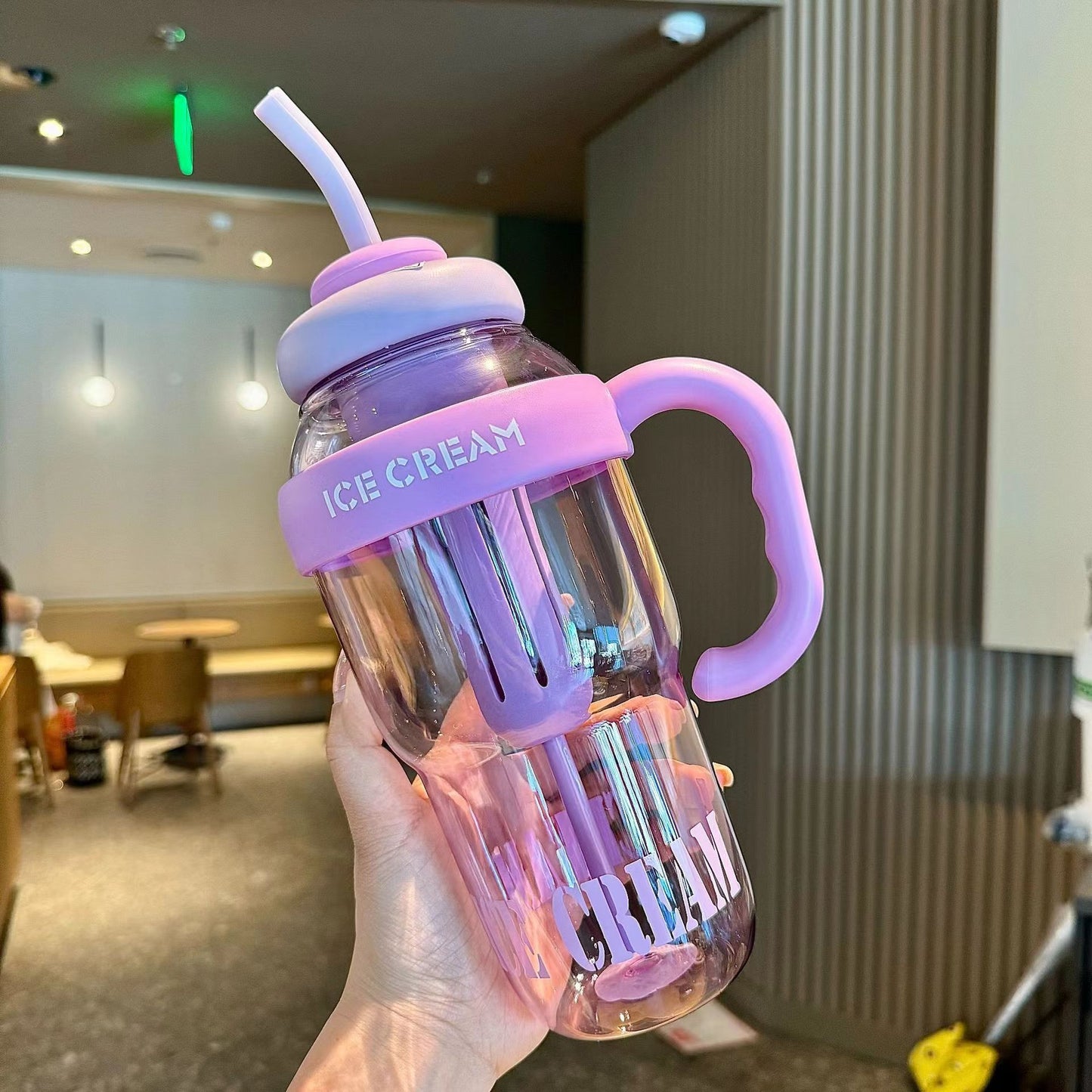 Large Capacity Plastic Straw Cup with Tea Infuser Cute , Bottle ,, New Good-looking Large Capacity With Handle Straw Cup
