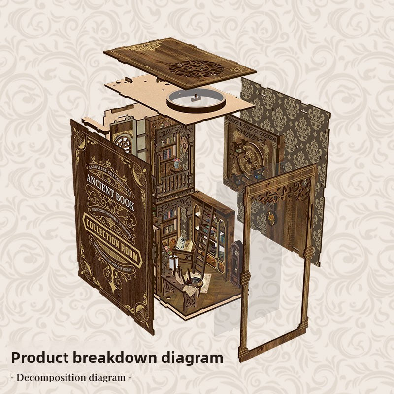 Handmade DIY Bookend Cabin Model Puzzle Toy
