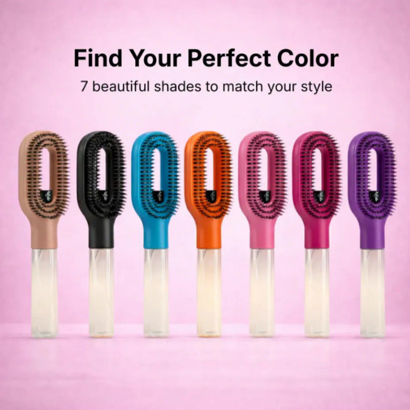 Water-spraying detangling hairbrush handle