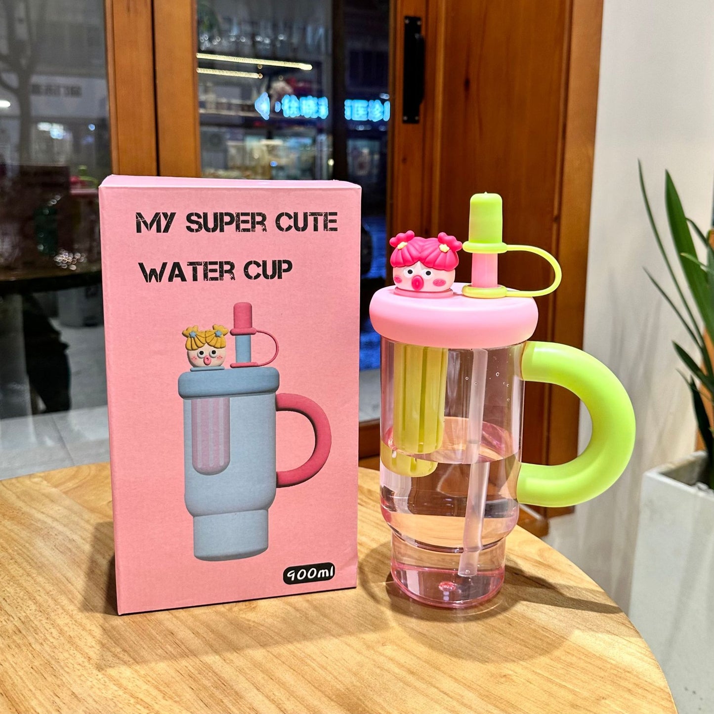 Large Capacity Plastic Straw Cup with Tea Infuser Cute , Bottle ,, New Good-looking Large Capacity With Handle Straw Cup