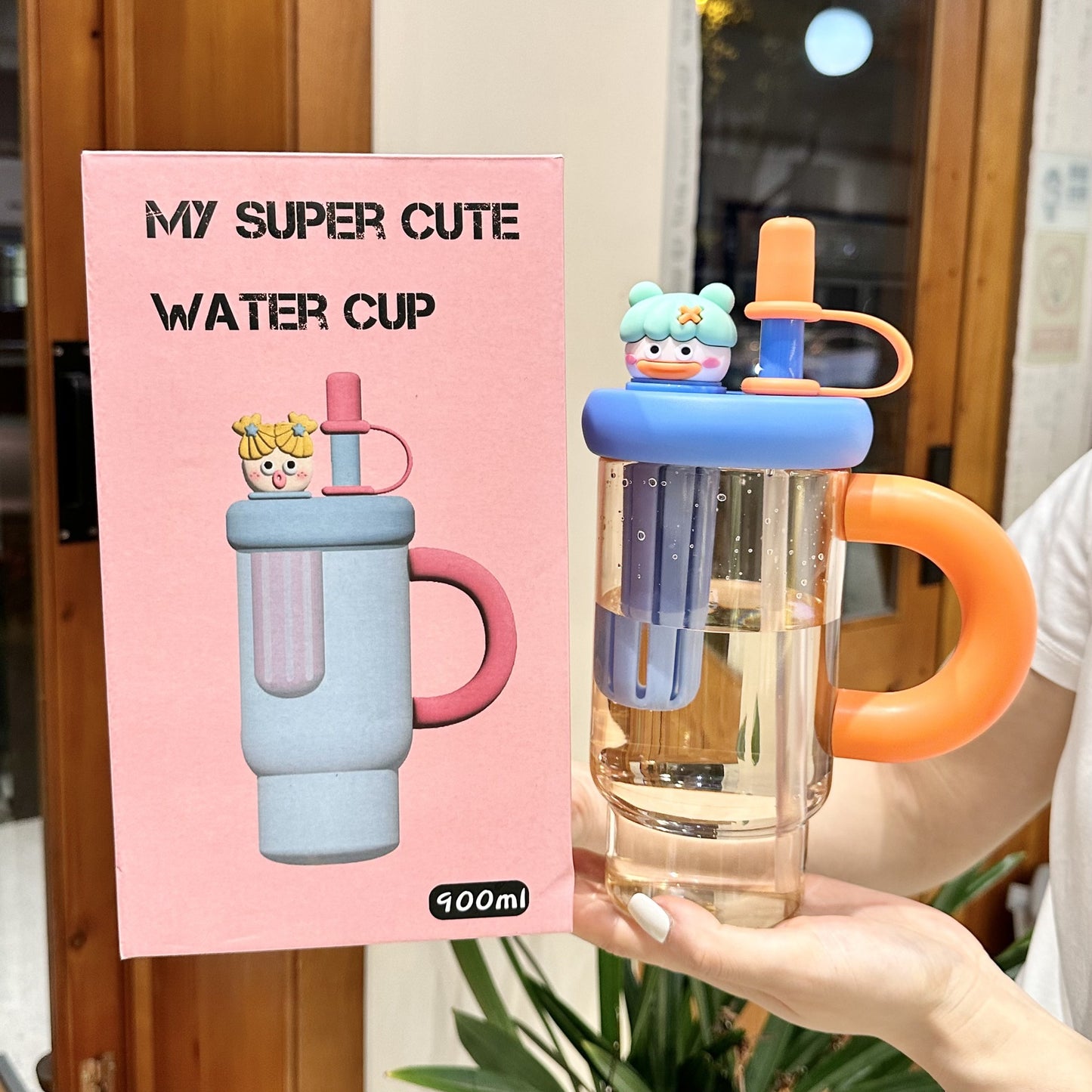 Large Capacity Plastic Straw Cup with Tea Infuser Cute , Bottle ,, New Good-looking Large Capacity With Handle Straw Cup