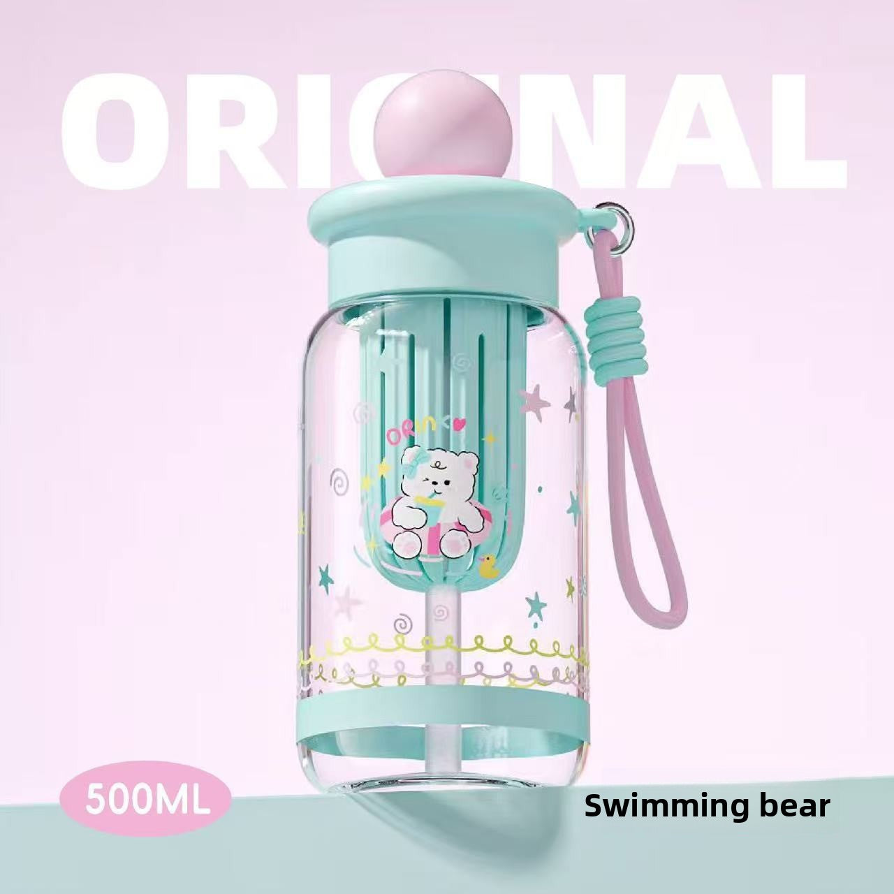 Large Capacity Plastic Straw Cup with Tea Infuser Cute , Bottle ,, New Good-looking Large Capacity With Handle Straw Cup