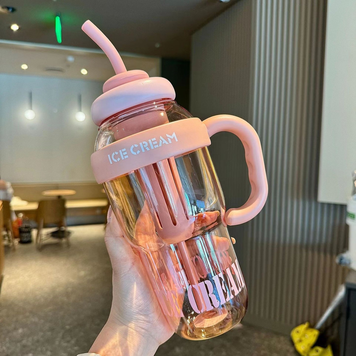 Large Capacity Plastic Straw Cup with Tea Infuser Cute , Bottle ,, New Good-looking Large Capacity With Handle Straw Cup